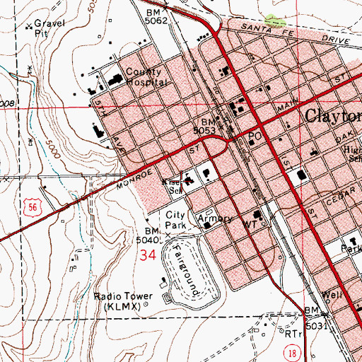 Topographic Map of Kiser School, NM