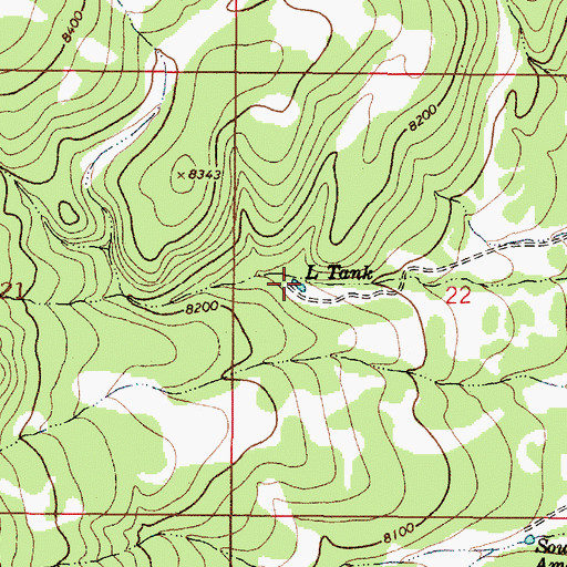 Topographic Map of L Tank, NM