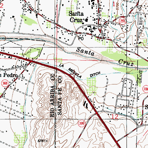 Topographic Map of La Mesilla Ditch, NM