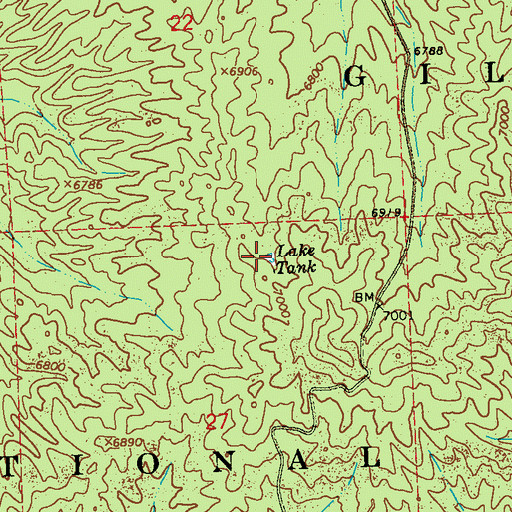 Topographic Map of Lake Tank, NM