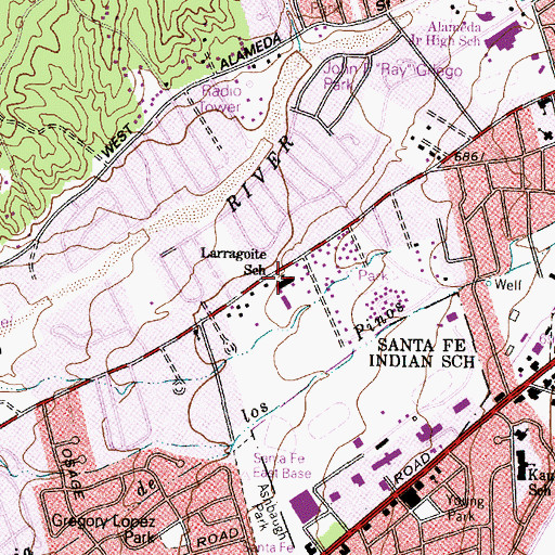 Topographic Map of Larragoite School, NM