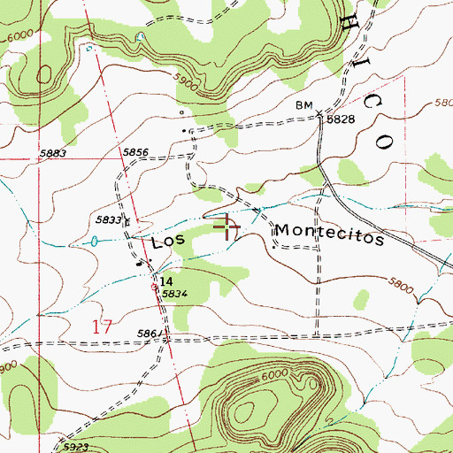 Topographic Map of Los Montecitos, NM