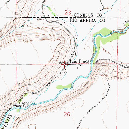 Topographic Map of Los Pinos, NM