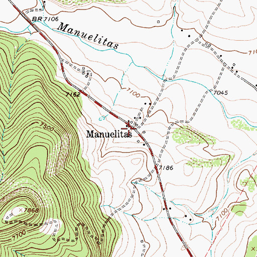 Topographic Map of Manuelitas, NM