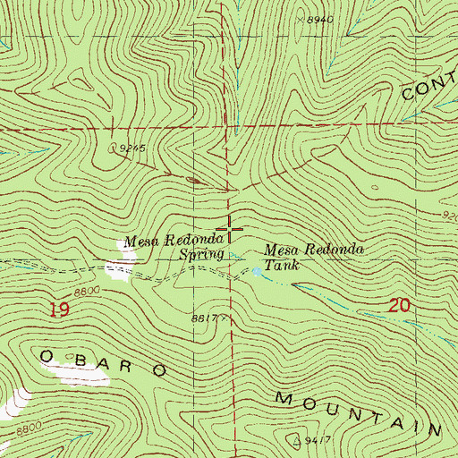 Topographic Map of Mesa Redonda Spring, NM