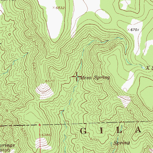 Topographic Map of Mesa Spring, NM