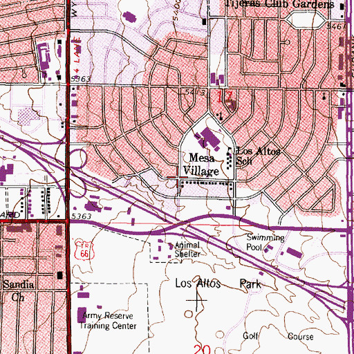Topographic Map of Mesa Village, NM