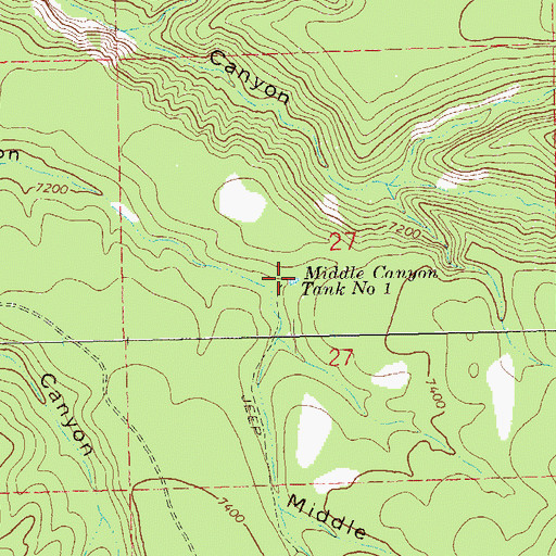 Topographic Map of Middle Canyon Tank Number 1, NM