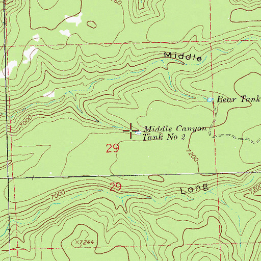 Topographic Map of Middle Canyon Tank Number 2, NM