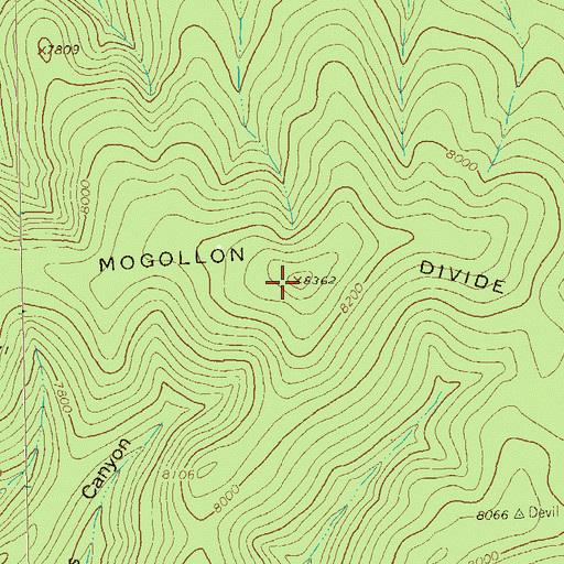 Topographic Map of Mogollon Divide, NM