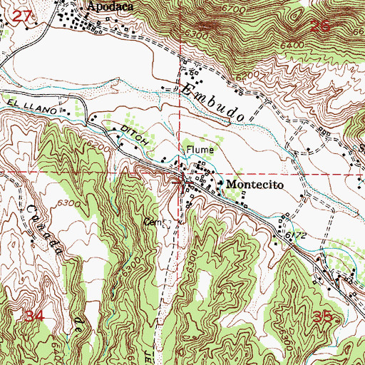 Topographic Map of Montecito, NM