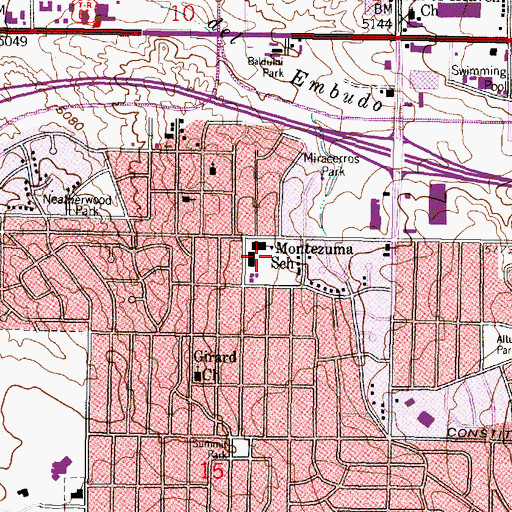 Topographic Map of Montezuma Elementary School, NM