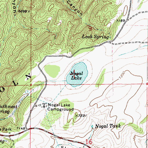 Topographic Map of Nogal Lake, NM