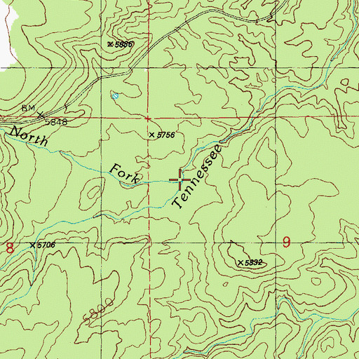 Topographic Map of North Fork Tennessee Creek, NM
