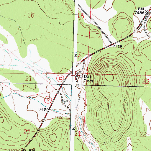 Topographic Map of Datil Cemetery, NM