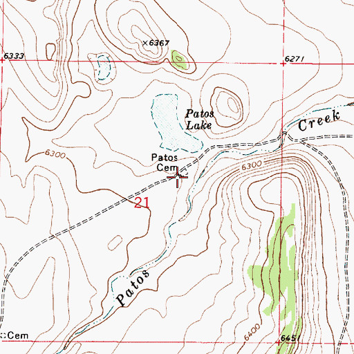 Topographic Map of Patos Cemetery, NM