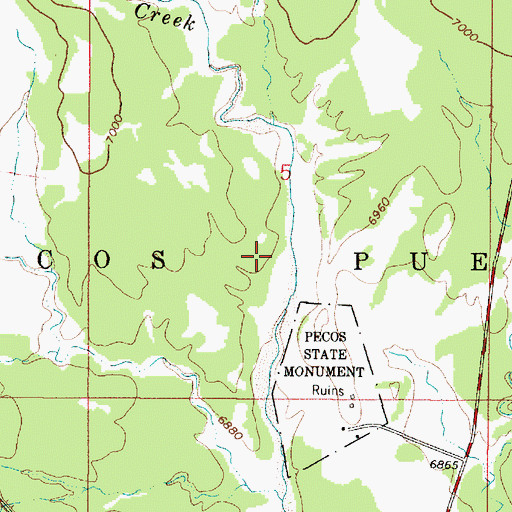 Topographic Map of Pecos Pueblo, NM