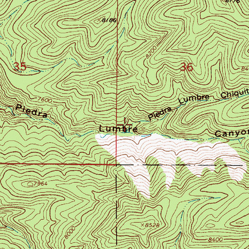 Topographic Map of Piedra Lumbre Chiquita Canyon, NM