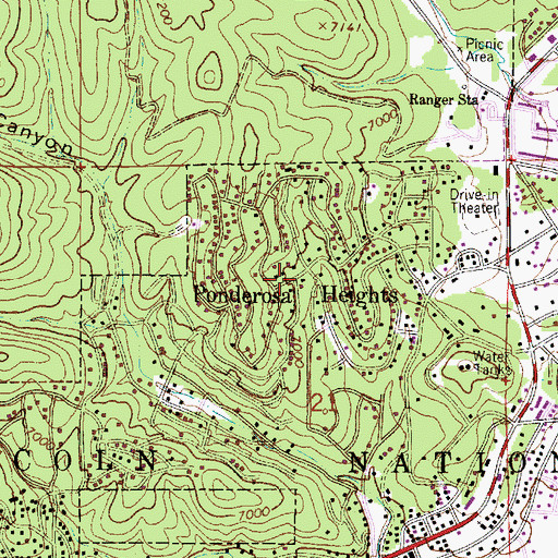 Topographic Map of Ponderosa Heights, NM
