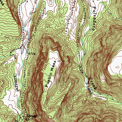 Topographic Map of Pueblo Mesa, NM