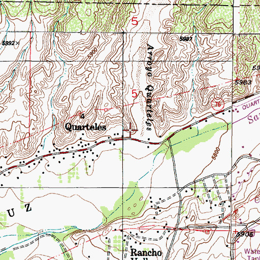 Topographic Map of Quarteles Ditch, NM