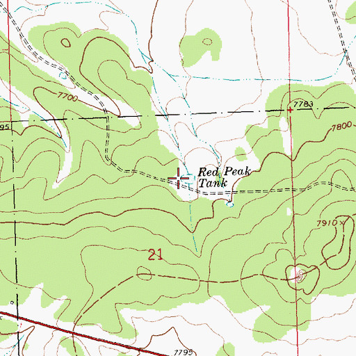 Topographic Map of Red Peak Tank, NM