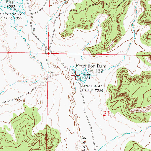 Topographic Map of Retention Dam Number 132, NM