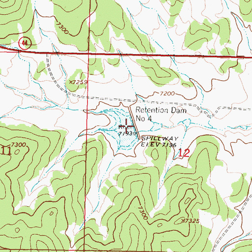 Topographic Map of Retention Dam Number 4, NM