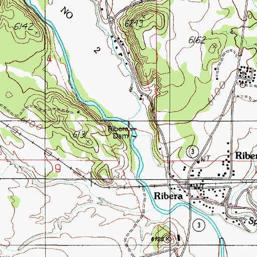 Topographic Map of Ribera Dam, NM