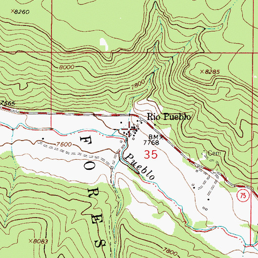 Topographic Map of Rio Pueblo, NM