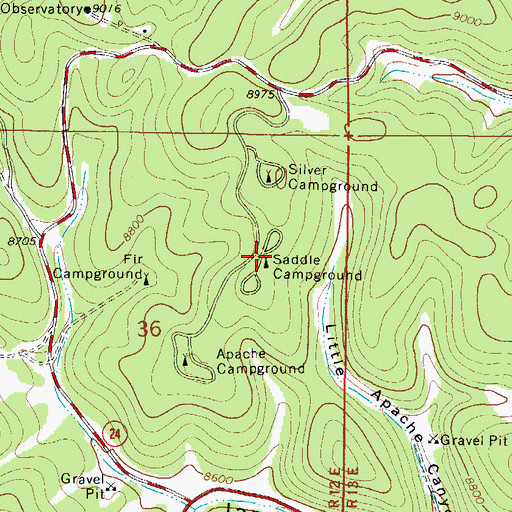 Topographic Map of Saddle Campground, NM