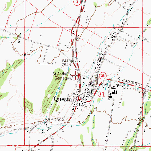 Topographic Map of Saint Anthony Cemetery, NM