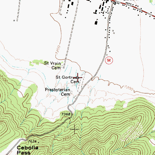 Topographic Map of Saint Gertrude Cemetery, NM