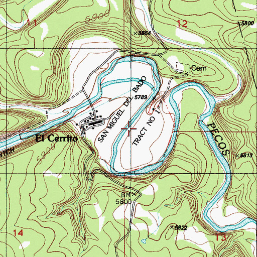 Topographic Map of San Miguel Del Bado Tract Number 1, NM