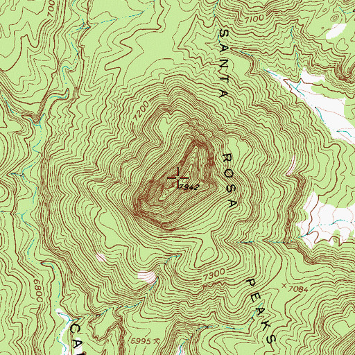 Topographic Map of Santa Rosa Peaks, NM
