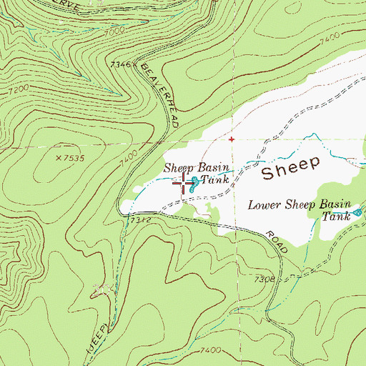 Topographic Map of Sheep Basin Tank, NM