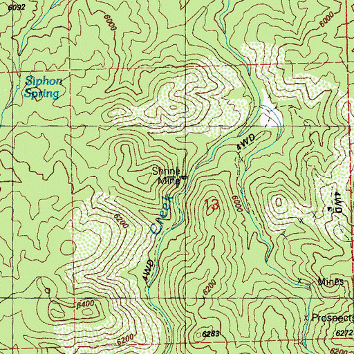Topographic Map of Shrine Mine, NM