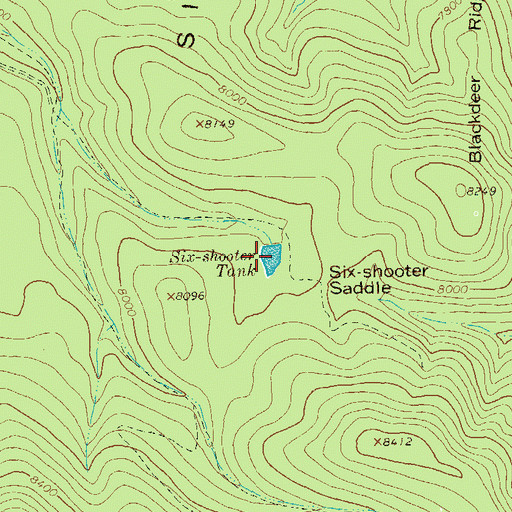Topographic Map of Six-shooter Tank, NM