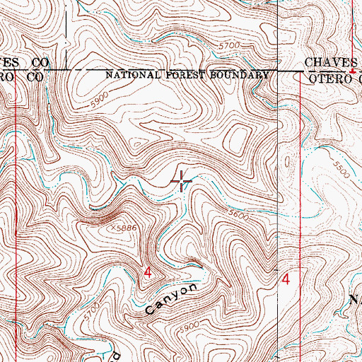 Topographic Map of South Crooked Canyon, NM
