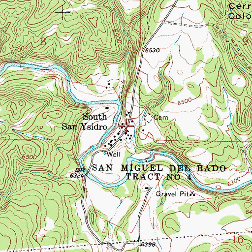 Topographic Map of South San Ysidro, NM
