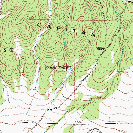 Topographic Map of South Tank, NM