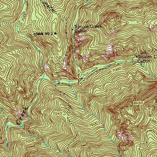 Topographic Map of Spruce Creek, NM