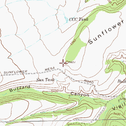 Topographic Map of Sunflower Mesa, NM