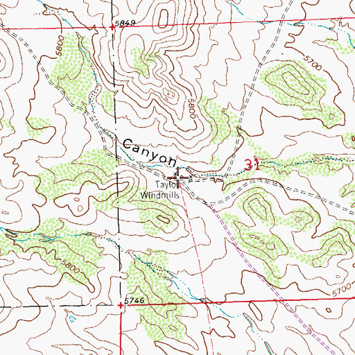 Topographic Map of Taylor Windmills, NM