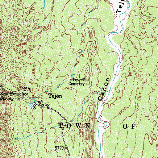 Topographic Map of Tejon Cemetery, NM