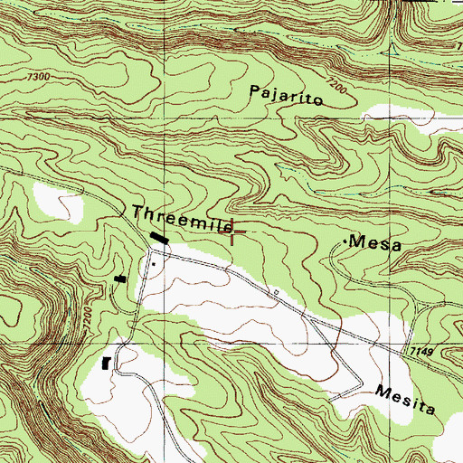 Topographic Map of Threemile Mesa, NM