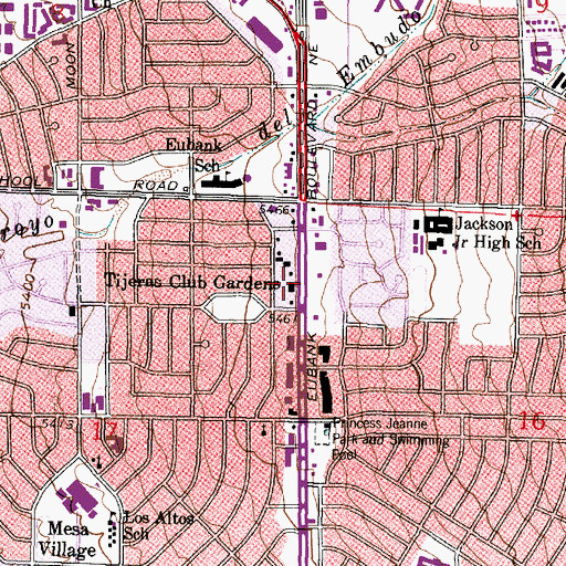 Topographic Map of Tijeras Club Gardens, NM
