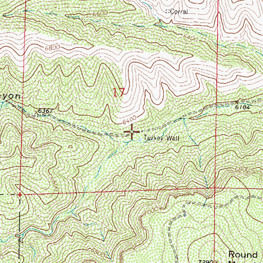 Topographic Map of Turkey Well, NM