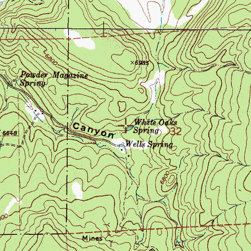 Topographic Map of White Oaks Spring, NM