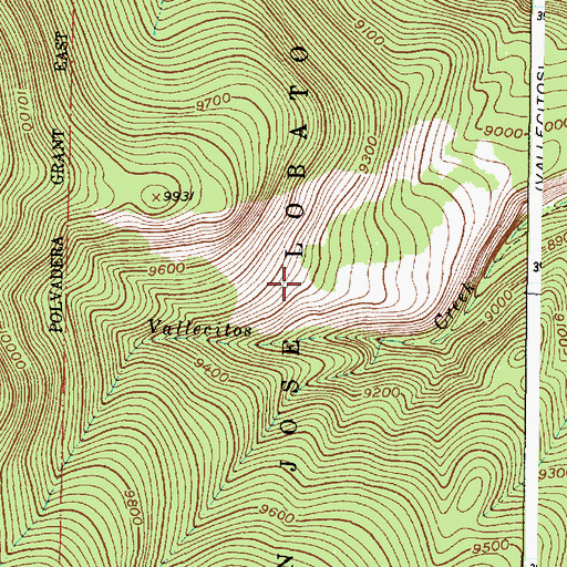 Topographic Map of Vallecitos Trail, NM